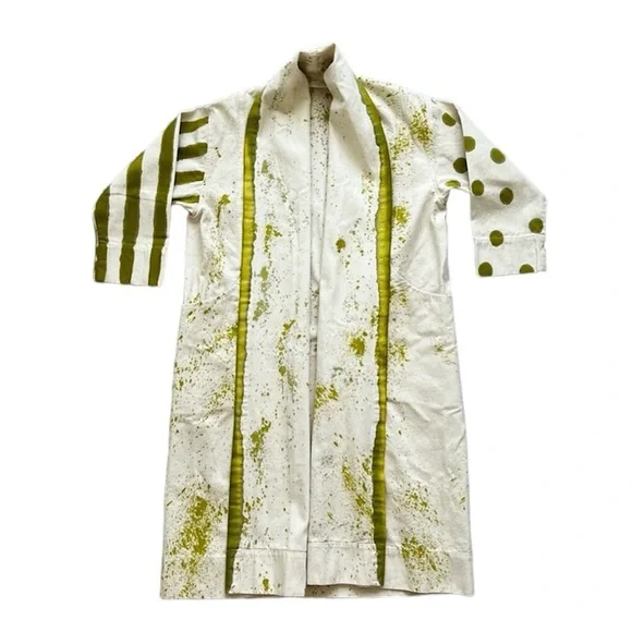 ELIZABETH SUZANN CLYDE JACKET TRENCH HANDPAINTED UPCYCLED COTTON CANVAS XXS/XS - Picture 11 of 14